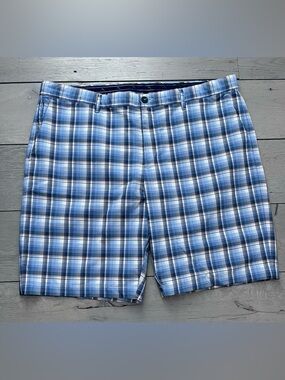 Tommy Bahama Blue Plaid Flat Front Men's Shorts